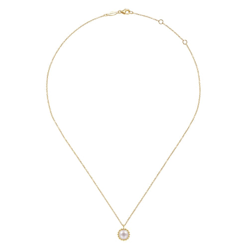 14K Yellow Gold Bujukan Pearl Pendant Necklace 