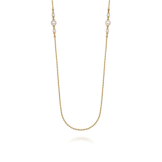 14K Yellow Gold Bujukan Pearl Station Necklace