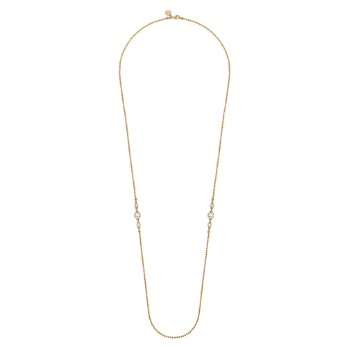 14K Yellow Gold Bujukan Pearl Station Necklace 14K Yellow Gold Bujukan Pearl Station Necklace