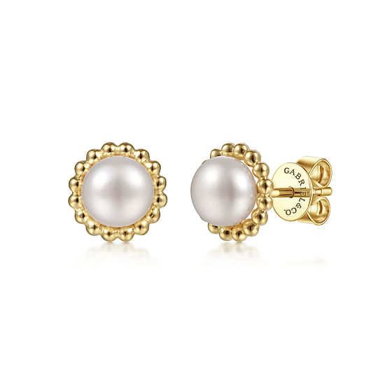 Gabriel - 14K Yellow Gold Bujukan Pearl Stud Earrings