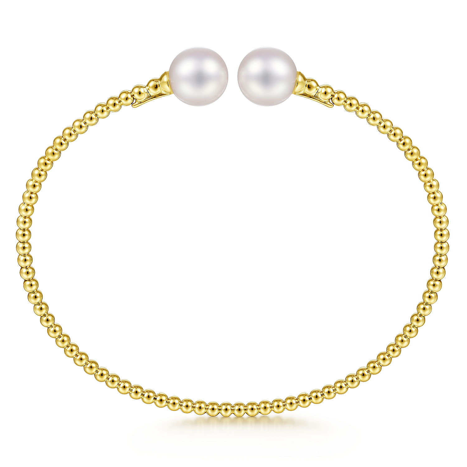 14K Yellow Gold Bujukan Pearls Split Bangle 