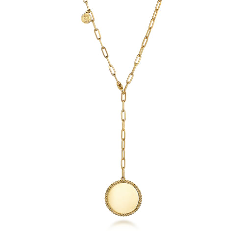 14K Yellow Gold Bujukan Pendant Hollow Chain Necklace