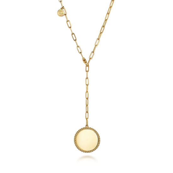 14K Yellow Gold Bujukan Pendant Hollow Chain Necklace