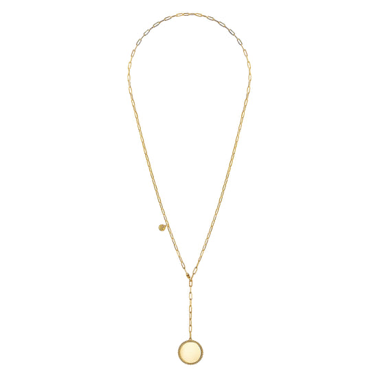 14K Yellow Gold Bujukan Pendant Hollow Chain Necklace angle 2