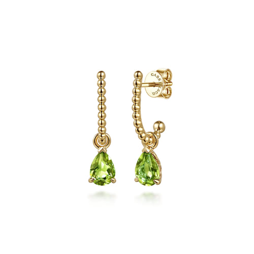 14K Yellow Gold Bujukan Peridot J Hoop Earrings