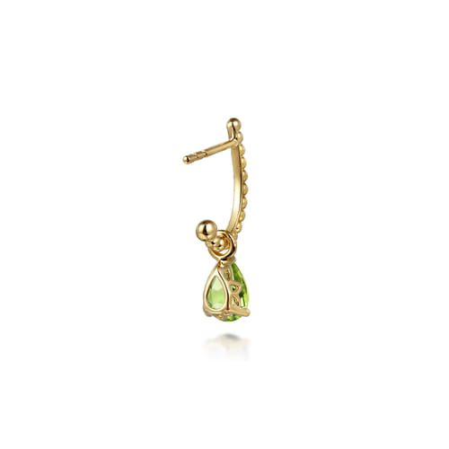 14K Yellow Gold Bujukan Peridot J Hoop Earrings