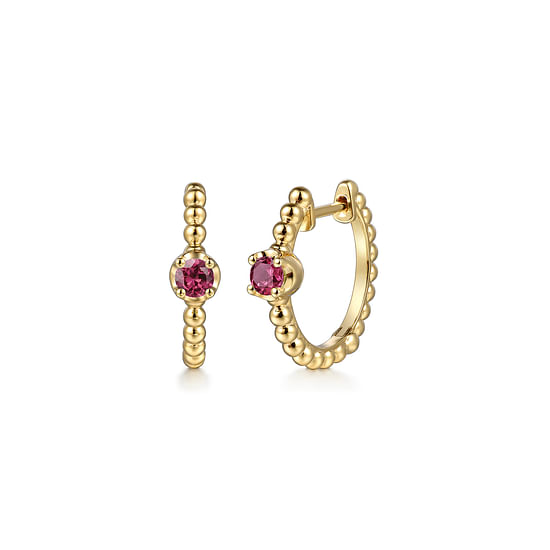 Gabriel - 14K Yellow Gold Bujukan Pink Tourmaline 15mm Huggie Earrings