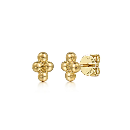 14K Yellow Gold Bujukan Plain Stud Earrings