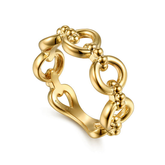 14K Yellow Gold Bujukan Round Link Bold Stackable angle 3