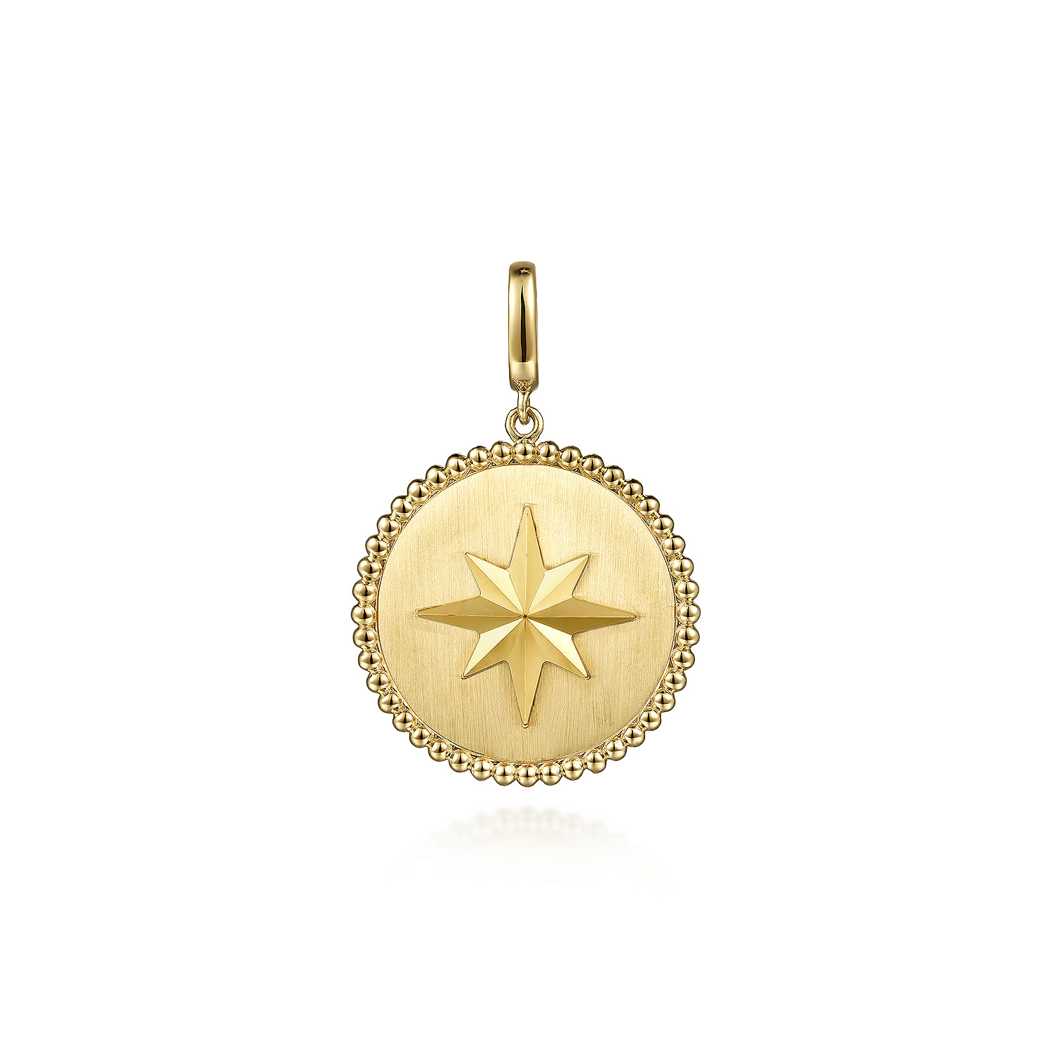 14K Yellow Gold Bujukan Round Starburst Medallion Pendant