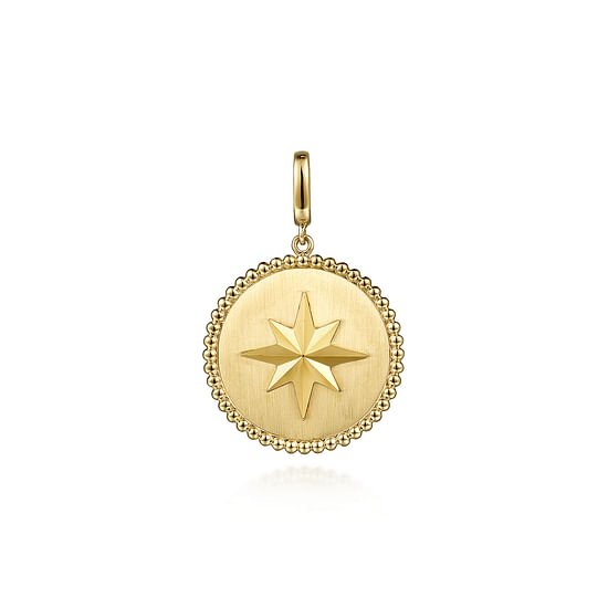 Gabriel - 14K Yellow Gold Bujukan Round Starburst Medallion Pendant