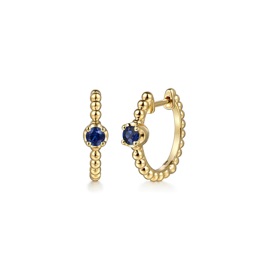 Gabriel - 14K Yellow Gold Bujukan Sapphire 15mm Huggie Earrings