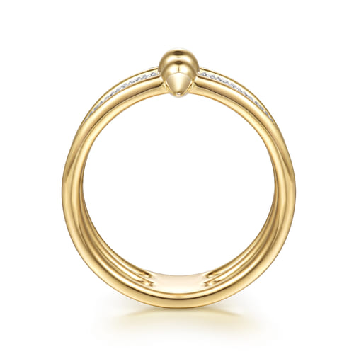 14K Yellow Gold Bujukan Spike and Diamond Easy Stackable Ring