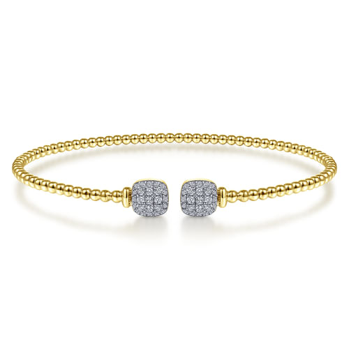 14K Yellow Gold Bujukan Split Cuff Bracelet with Pav¿ª Diamond Squares