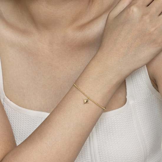 14K Yellow Gold Bujukan Starburst Charm Bracelet angle 3