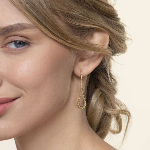 14K Yellow Gold Bujukan Teardrop Earrings