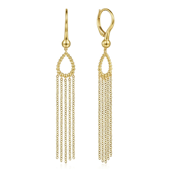 Gabriel - 14K Yellow Gold Bujukan Teardrop Tassel Earrings