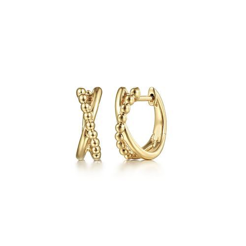 14K Yellow Gold Bujukan Twisted Huggie Earrings