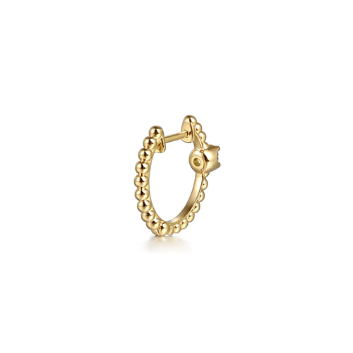 14K Yellow Gold Bujukan White Sapphire 15mm Huggie Earrings