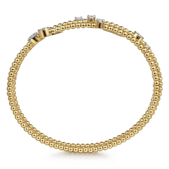 14K Yellow Gold Bujukan Wrap Diamond Bangle angle 3