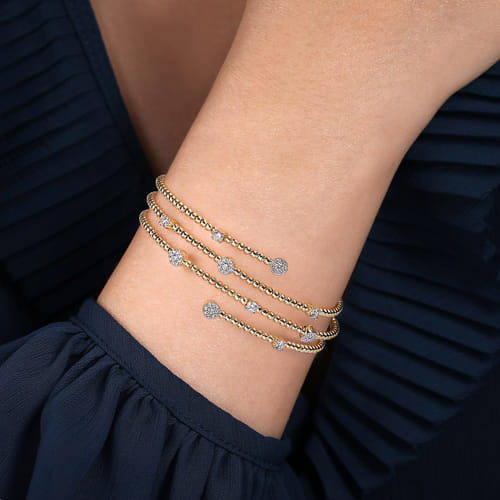 14K Yellow Gold Bujukan Wrap Diamond Bangle