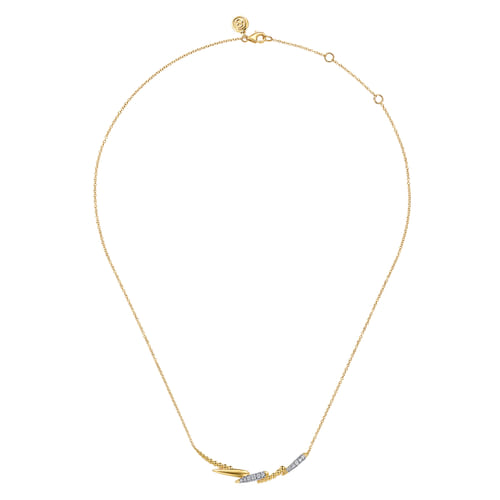 14K Yellow Gold Bujukan and Diamond Bar Necklace