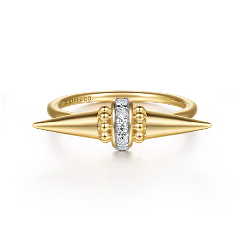 14K Yellow Gold Bujukan and Diamond Bullet Fashion Ring