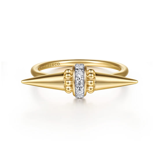 14K Yellow Gold Bujukan and Diamond Bullet Fashion Ring