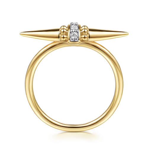 14K Yellow Gold Bujukan and Diamond Bullet Fashion Ring