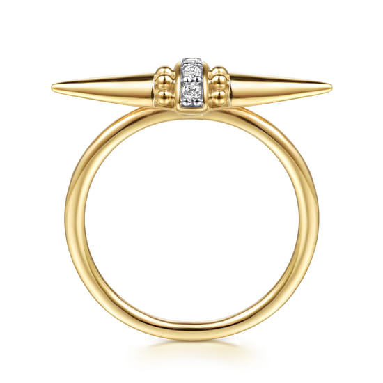 14K Yellow Gold Bujukan and Diamond Bullet Fashion Ring angle 2