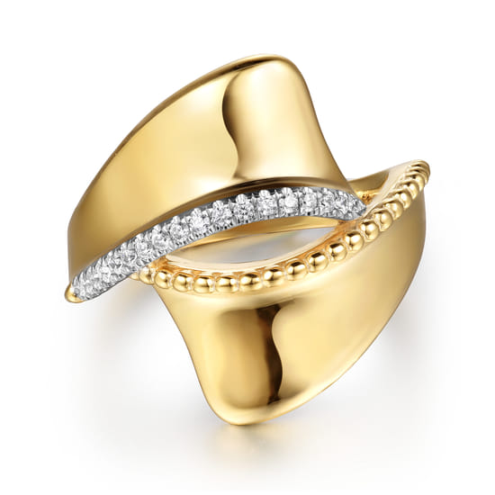 Gabriel - 14K Yellow Gold Bujukan and Diamond Bypass Ring