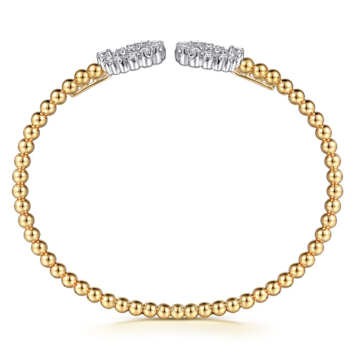 14K Yellow Gold Bujukan and Diamond Circle Open Bangle Bracelet
