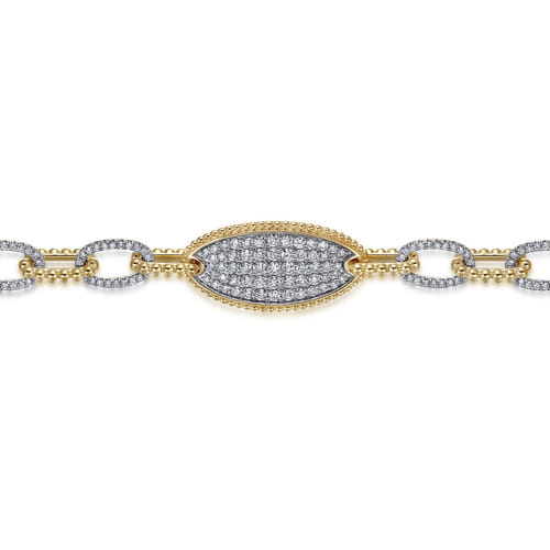 14K Yellow Gold Bujukan and Diamond Link Chain Bracelet