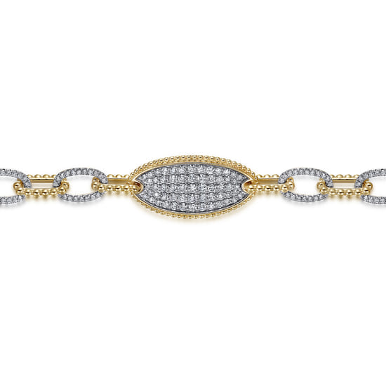 14K Yellow Gold Bujukan and Diamond Link Chain Bracelet angle 2