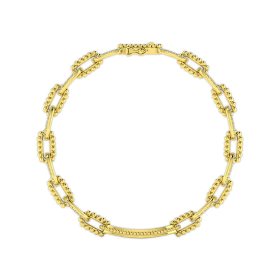 14K Yellow Gold Bujukan and Diamond Link Chain Bracelet angle 3