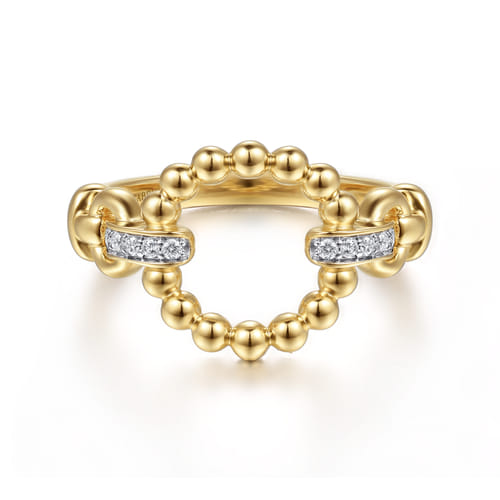 14K Yellow Gold Bujukan and Diamond Link Ring