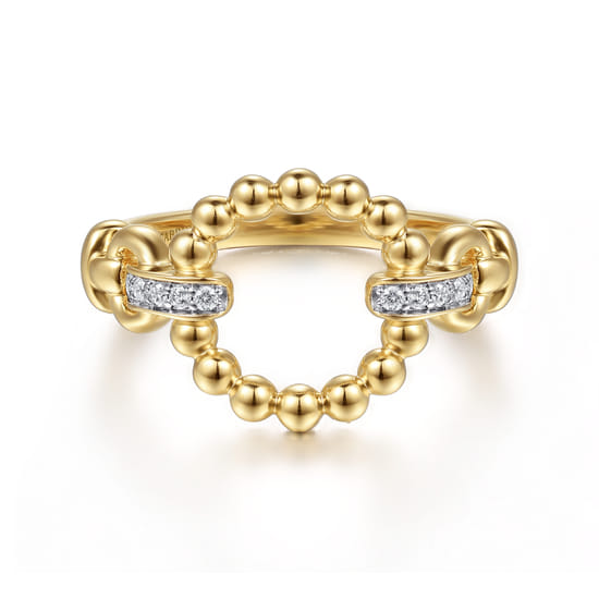 14K Yellow Gold Bujukan and Diamond Link Ring