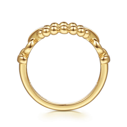 14K Yellow Gold Bujukan and Diamond Link Ring