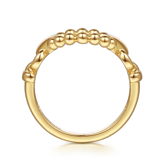 14K Yellow Gold Bujukan and Diamond Link Ring angle 2
