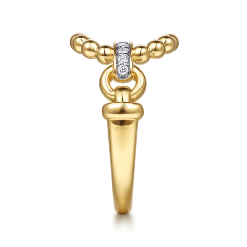 14K Yellow Gold Bujukan and Diamond Link Ring