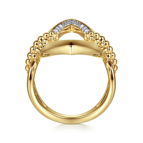 14K Yellow Gold Bujukan and Diamond Marquise Ladies Ring