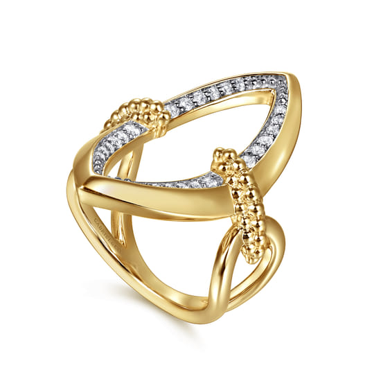 14K Yellow Gold Bujukan and Diamond Marquise Ladies Ring angle 3 14K Yellow Gold Bujukan and Diamond Marquise Ladies Ring angle 3