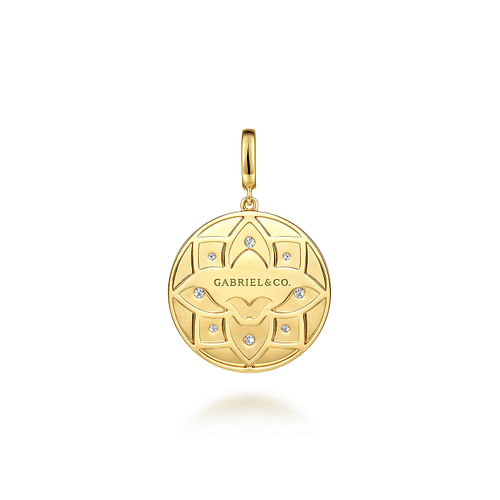 14K Yellow Gold Bujukan and Diamond Medallion Pendant