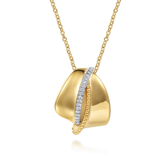 Gabriel - 14K Yellow Gold Bujukan and Diamond Pendant Necklace