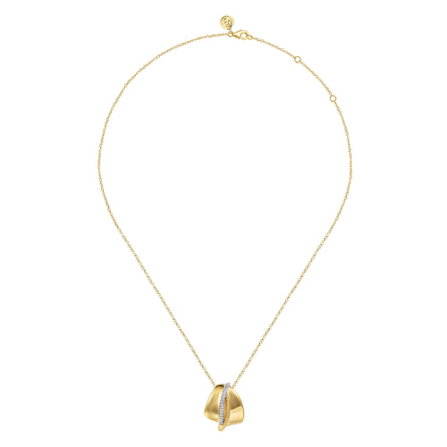14K Yellow Gold Bujukan and Diamond Pendant Necklace