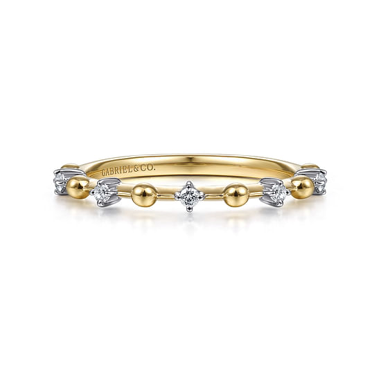 Gabriel - 14K Yellow Gold Bujukan and Diamond Station Alternating Ring