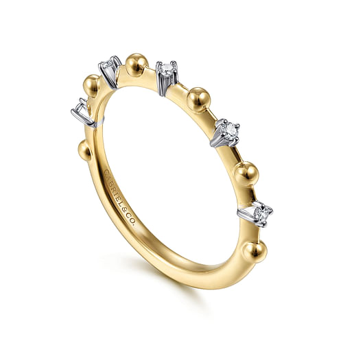 14K Yellow Gold Bujukan and Diamond Station Alternating Ring