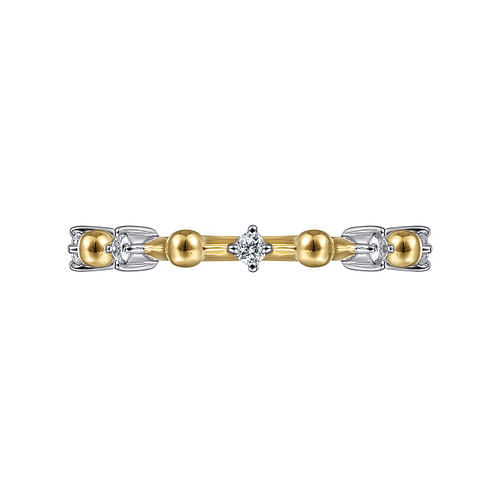 14K Yellow Gold Bujukan and Diamond Station Alternating Ring