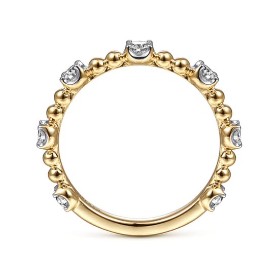 14K Yellow Gold Bujukan and Diamond Station Ring angle 2 14K Yellow Gold Bujukan and Diamond Station Ring angle 2