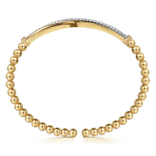 14K Yellow Gold Bujukan and Diamond Twist Split Bangle Bracelet